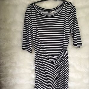 MSK Black/White Horizontal Striped Dress